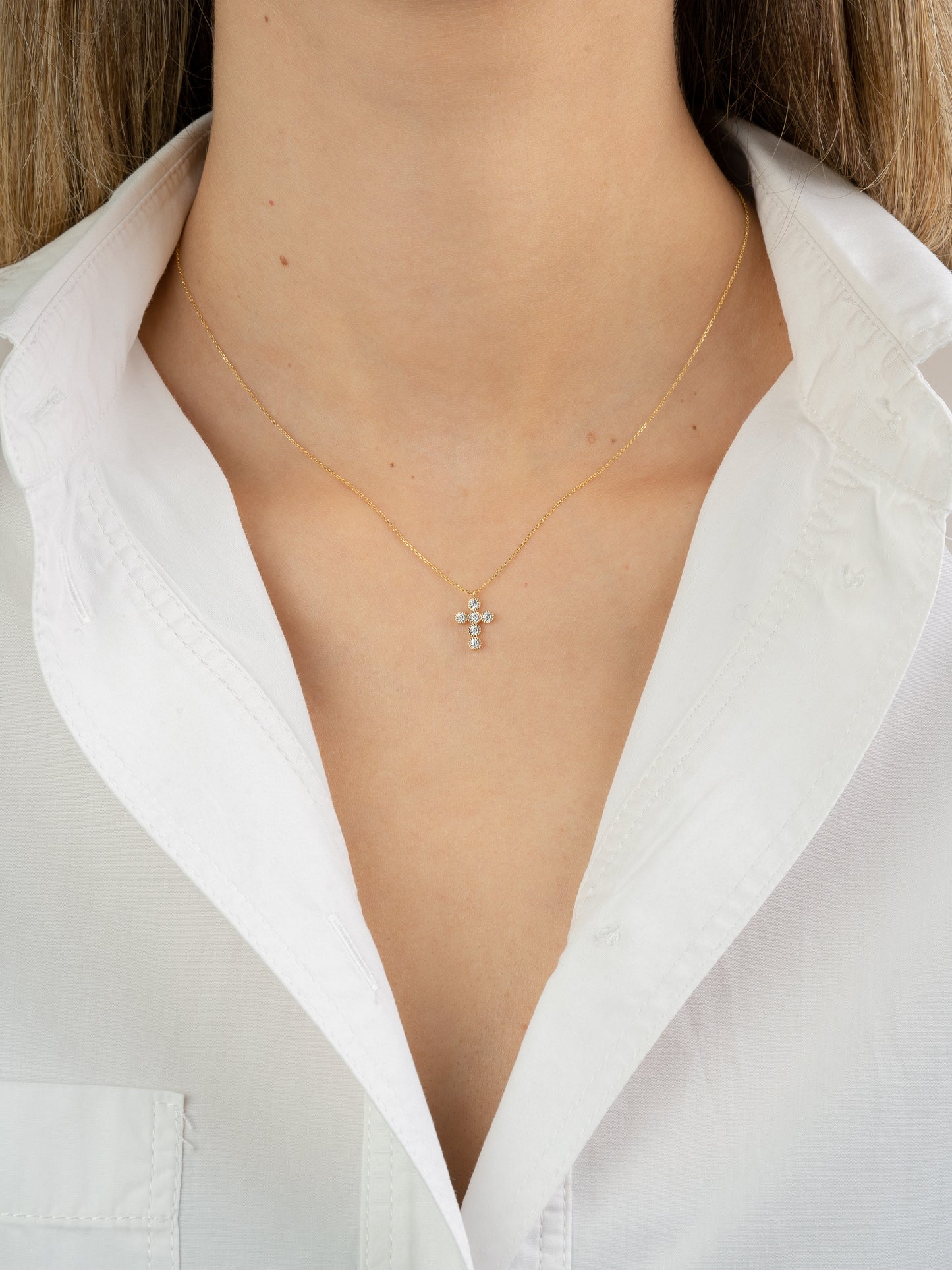 SOLID GOLD GRACE CROSS NECKLACE
